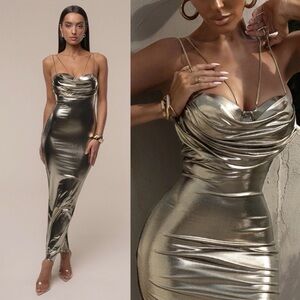 Light Gold Visions Of You Midi Dress XS